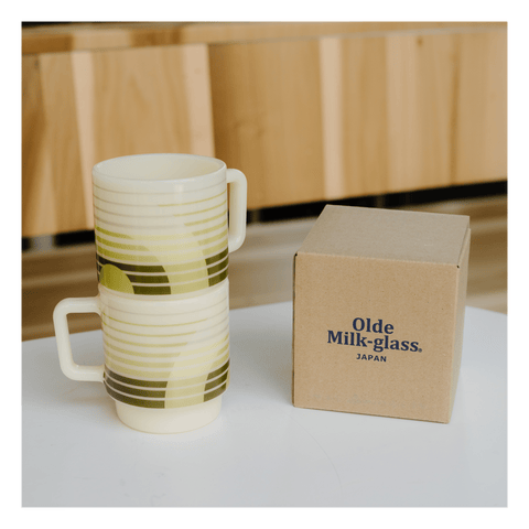 ACE Ivory and Olive Vintage Milk Glass - Made in Japan